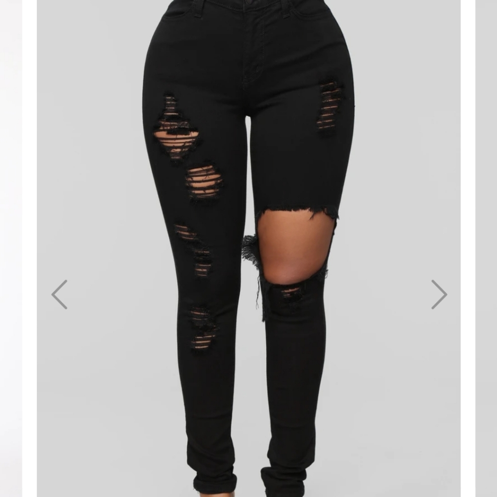 Black Distressed Fashion Nova Jeggings